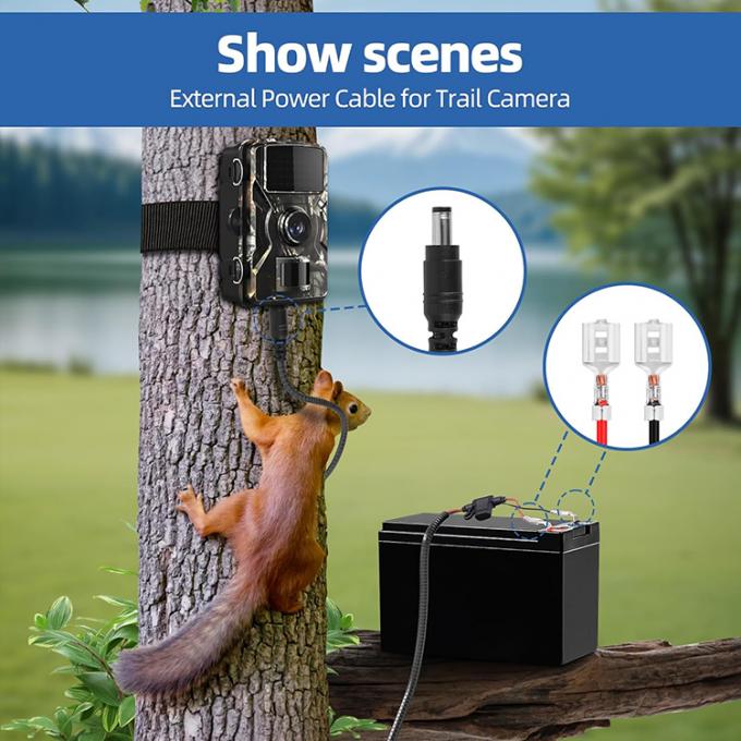 Ratproof Chew Proof Metal Jacket DC 5.5x2.1mm 4.0x1.7mm tot Spade Connector Power Extension Cable voor Trail Cameras 3