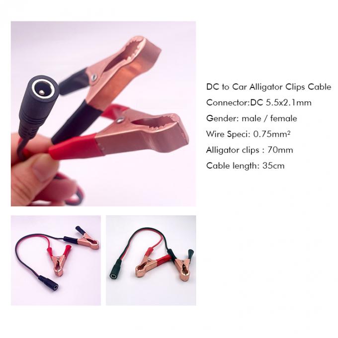 Mannelijk Vrouwelijk DC Jack Plug 5.5x2.1mm naar Alligator Clips Car Charger Power Supply Cord Cable 1