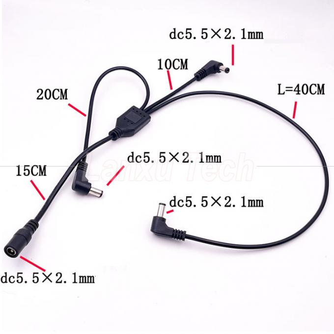 1 Vrouwelijke naar 3 hoekige mannelijke wegen DC Splitter Power Extension Cable voor CCTV Security Camera 3