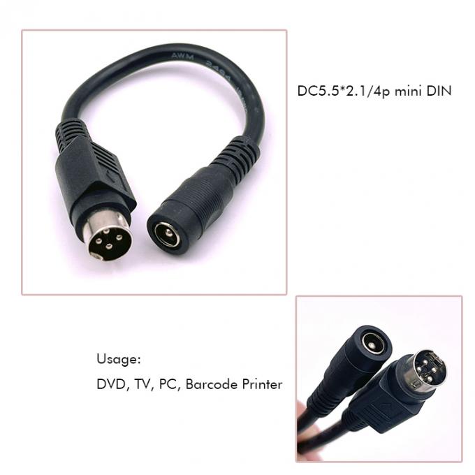 4 pin Mini DIN naar DC Jack Vrouwelijke 5,5x2,1 mm Power Extension Cable voor Camera DVD TV PC Barcode Printer 2