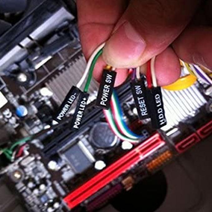 PC Case Computer Moederbord HDD Reset ATX Schakel aan en uit Stroomkabel met LED-licht 0