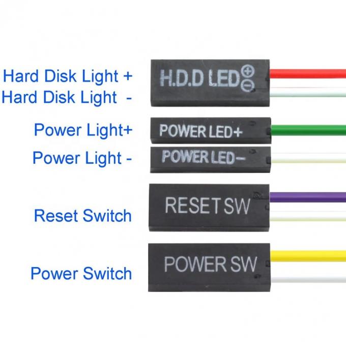 PC Case Computer Moederbord HDD Reset ATX Schakel aan en uit Stroomkabel met LED-licht 3