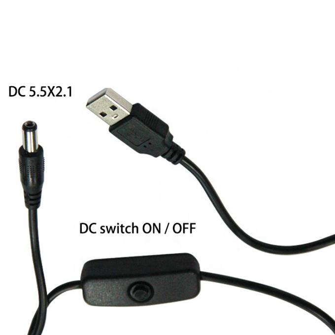 Hoge kwaliteit aan/uit schakelaar USB naar DC 5,5x2,1 mm oplaadkabel voor LED-lamplampventilator 1