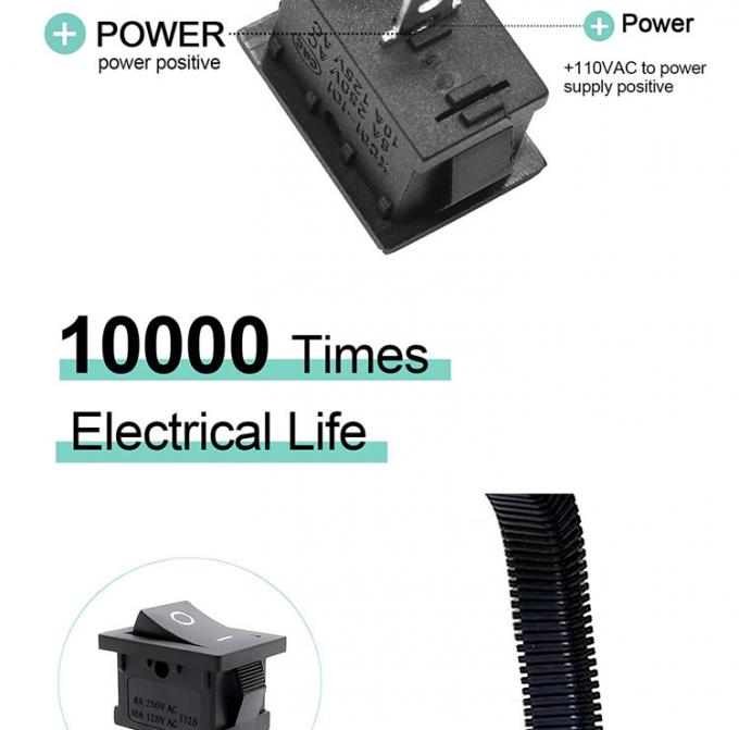 AC 6A/250V 10A/125V Zwart 2 Pin Positie Snap in ON OFF Elektrische boot Rocker Schakelaar 5