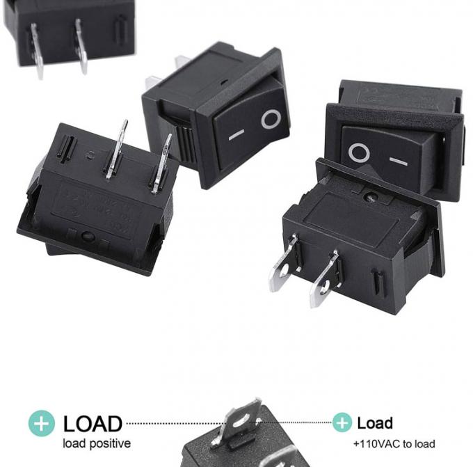 AC 6A/250V 10A/125V Zwart 2 Pin Positie Snap in ON OFF Elektrische boot Rocker Schakelaar 4
