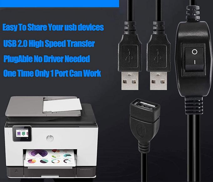 1 Vrouw tot 2 Dual Man USB Y Splitter Printer Sharing Switch Cable voor Printer Scanner Speaker Keyboard Mouse 8