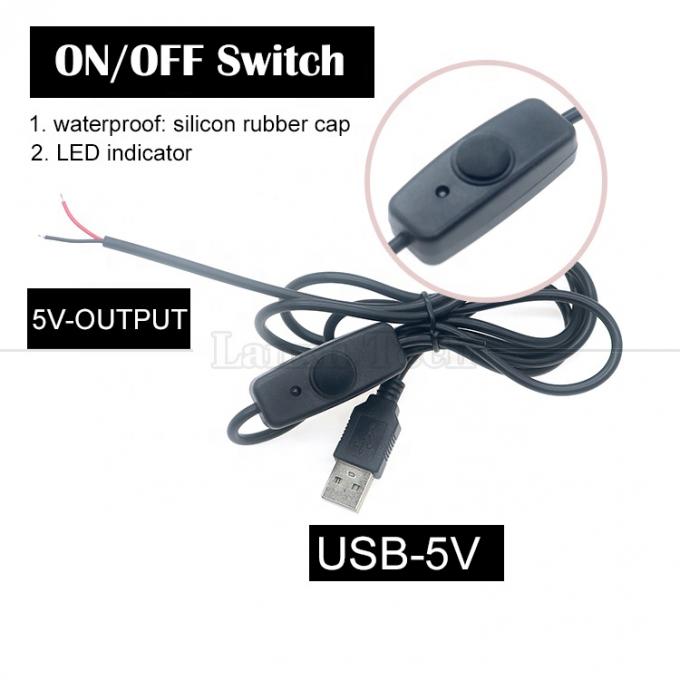 Waterdicht siliconen rubberen deksel op uit drukknop schakelaar 5V USB openen Bare 2pin draden Eindkabel voor LED-lamp 0
