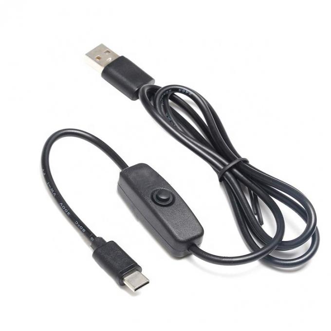1m 5V 3A USB Type C kabel met schakelaar ON OFF voor Raspberry Pi 4