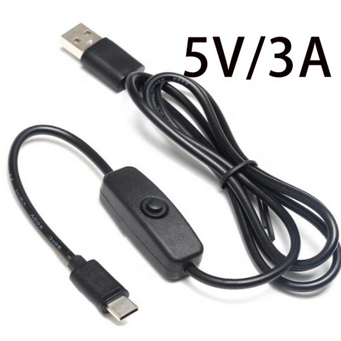 1m 5V 3A USB Type C opladerstroomkabel met schakelaar ON OFF voor Raspberry Pi 1