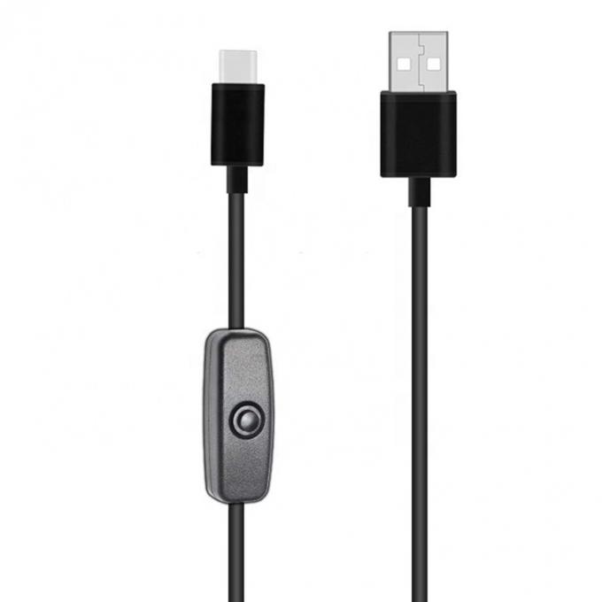1m 5V 3A USB Type C kabel met schakelaar ON OFF voor Raspberry Pi 3