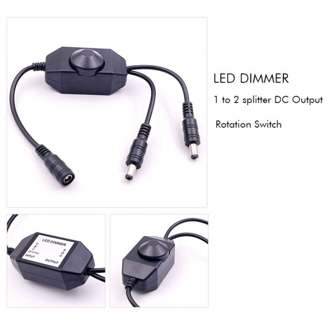 12v 1 Vrouwelijke tot Splitter 2 Mannelijke DC Power on off Rotation Switch Controller LED Dimmer voor lamp 1