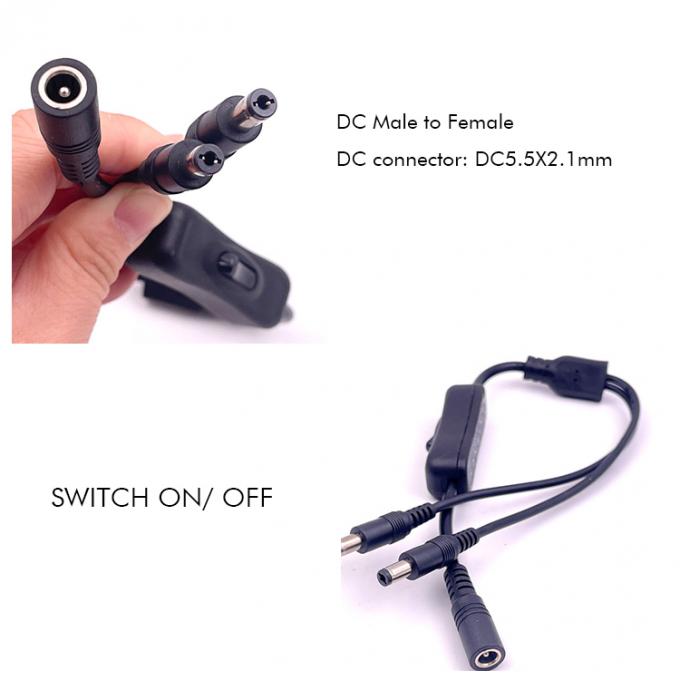 12v Splitter 1 Vrouwelijke tot 2 Mannelijke DC Plug 5.5x2.1mm aan en uit Schakelkabel voor LED-lamplicht 0