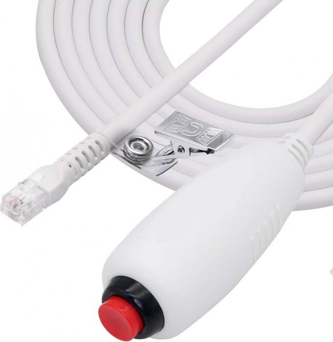 Custom RJ11 6Pin 4Core Single Button Hand Grip Verpleegkundige Call Cable met Clip voor Verpleegster Station Verpleegkundige Call Station 1