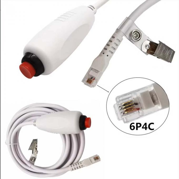 Custom RJ11 6Pin 4Core Single Button Hand Grip Verpleegkundige Call Cable met Clip voor Verpleegster Station Verpleegkundige Call Station 0