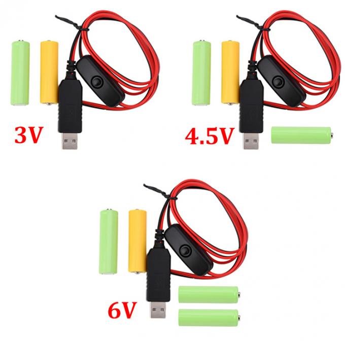 1.5v 3v 4.5v 6v LR6 AA LR03 AAA Batterijverwijder USB-schakelaar ON OFF vervangen 0