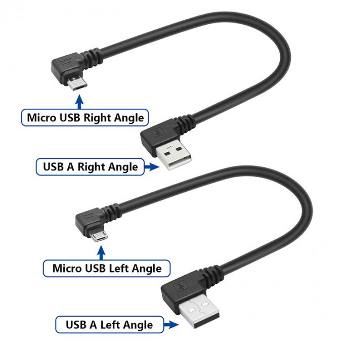 Hoek USB tot L-vorm Links-rechtshoek 90 graden Micro V8 Extension Data Charger Cable 4