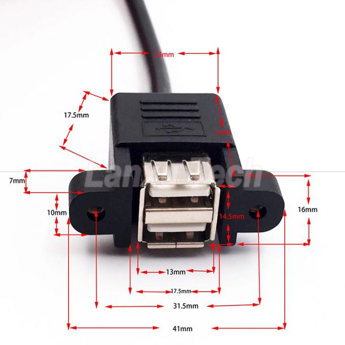 Dual USB Type A 2 Ports Panel Mount USB naar Dupont 9 Pin Header Connector Draadkabel 2