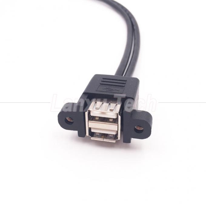 Dual USB Type A 2 Ports Panel Mount USB naar Dupont 9 Pin Header Connector Draadkabel 3