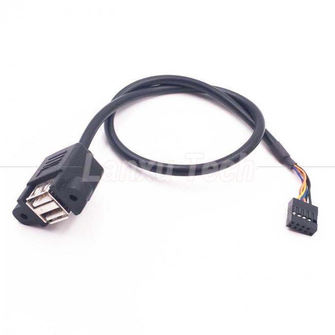 Dual USB Type A 2 Ports Panel Mount USB naar Dupont 9 Pin Header Connector Draadkabel 4