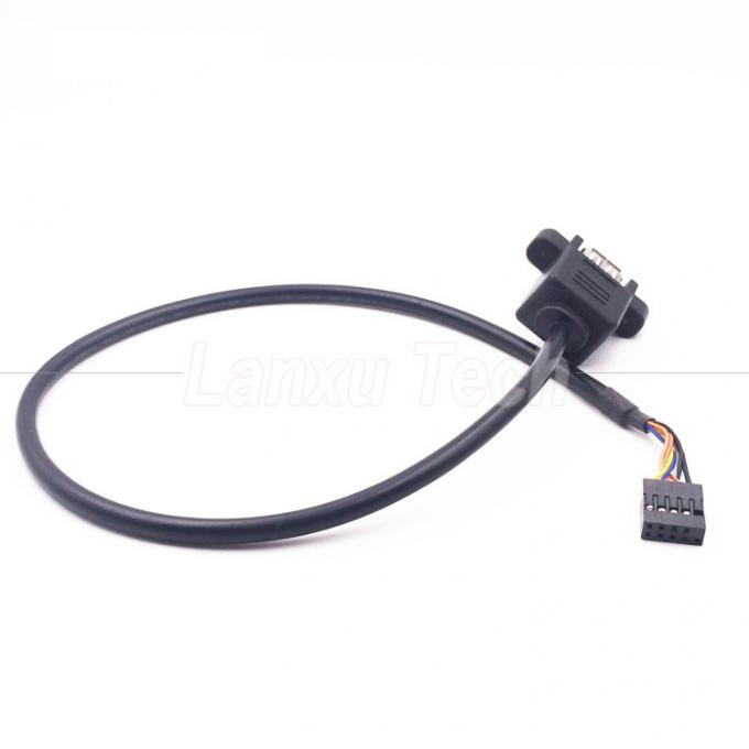 Dual USB Type A 2 Ports Panel Mount USB naar Dupont 9 Pin Header Connector Draadkabel 7