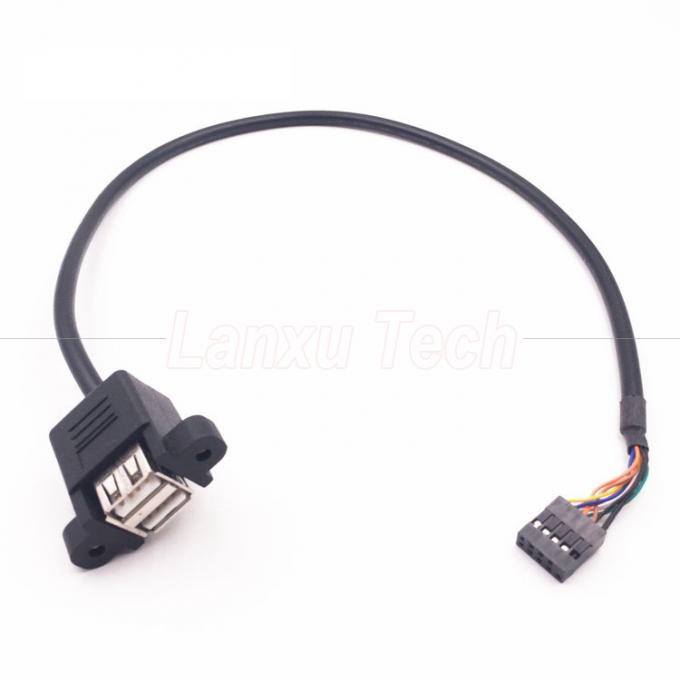 Dual USB Type A 2 Ports Panel Mount USB naar Dupont 9 Pin Header Connector Draadkabel 5