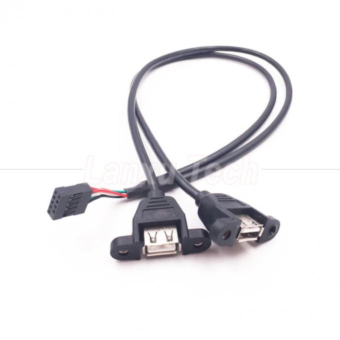 Dual USB Type A 2 Ports Panel Mount USB naar Dupont Connector Draadkabel 1