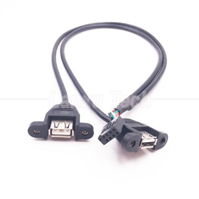 Dual USB Type A 2 Ports Panel Mount USB naar Dupont Connector Draadkabel 3