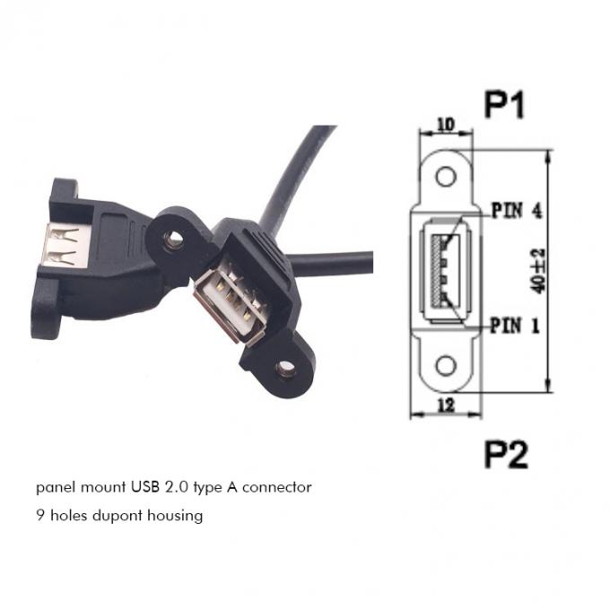 Dual USB Type A 2 Ports Panel Mount USB naar Dupont Connector Draadkabel 2