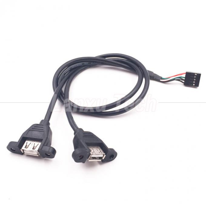 Dual USB Type A 2 Ports Panel Mount USB naar Dupont Connector Draadkabel 5