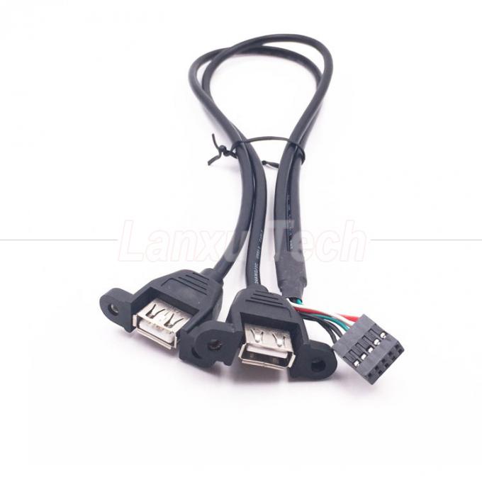 Dual USB Type A 2 Ports Panel Mount USB naar Dupont Connector Draadkabel 4