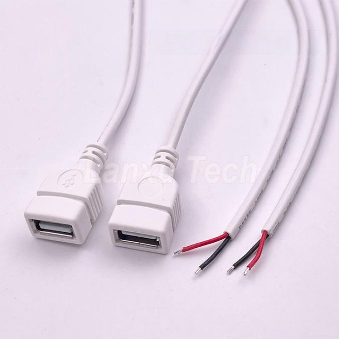 5V Witte USB Vrouwelijke om te openen blote draden Pigtail eindkabel voor LED-strook 4