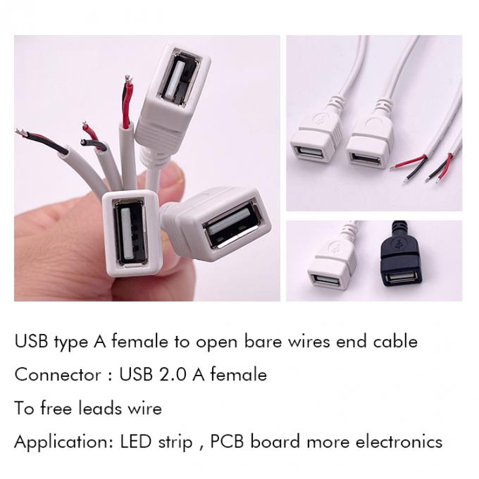5V Witte USB Vrouwelijke om te openen blote draden Pigtail eindkabel voor LED-strook 2