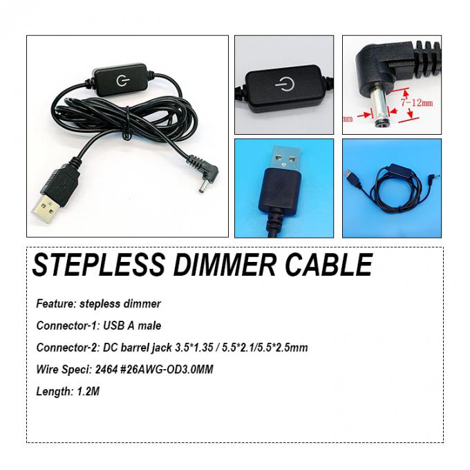 USB naar DC Jack Staploze dimmer voor LED-lichtstrook 0
