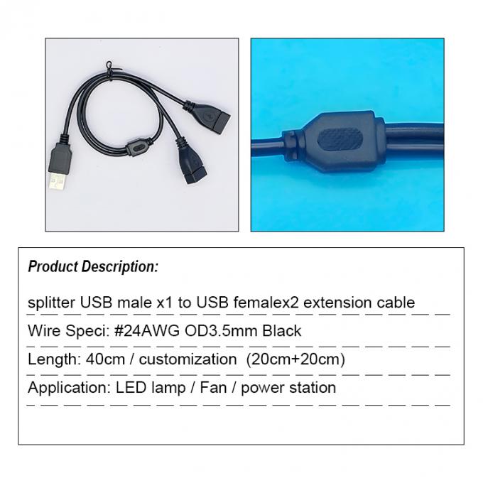 USB 2.0 A Man tot 2 Dual USB Vrouwelijke Jack Y Splitter Hub Power Cord Extension Adapter Cable 1