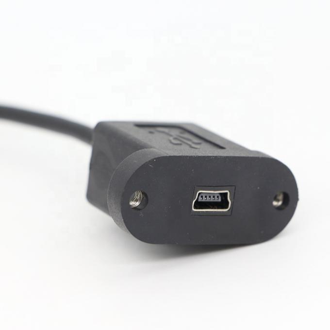 Schroefvergrendeling 90 graden rechthoek Man tot Vrouw Mini USB-paneel Montage verlengkabel 4