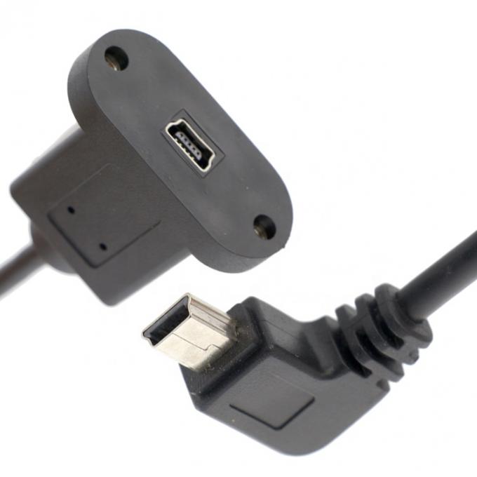 Schroefvergrendeling 90 graden rechthoek Man tot Vrouw Mini USB-paneel Montage verlengkabel 2