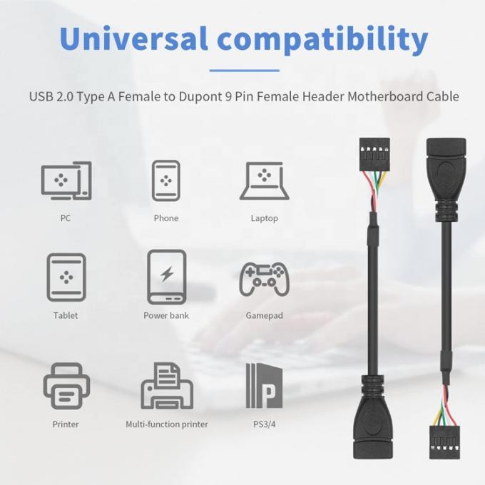 USB Type A Vrouwelijke tot 9 pin Dupont Vrouwelijke kop moederbord adapter kabel 4