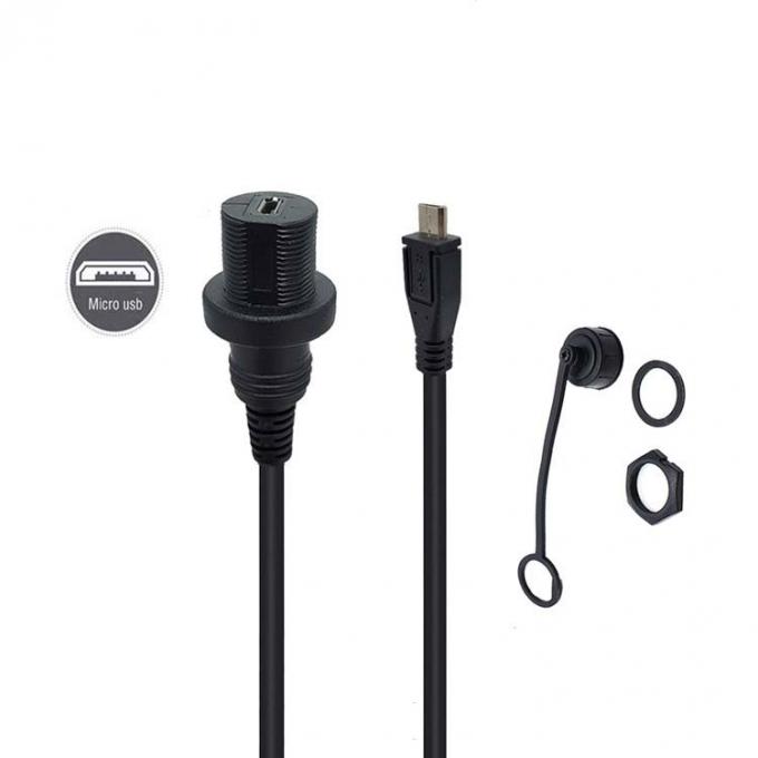 Mini USB Man tot Micro USB Vrouwelijke Waterdichte Verlengkabel Met Flush Mount Panel Voor Auto Truck Boot Motorfiets Computer 0