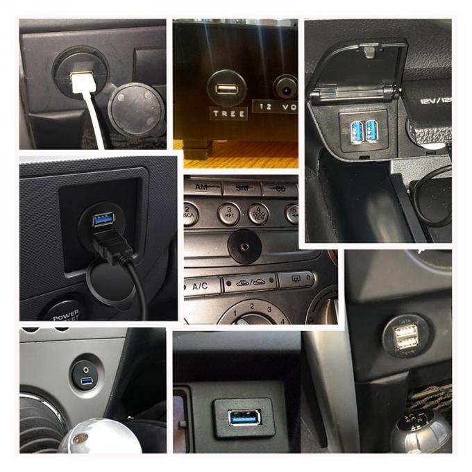 Custom DC 3.5 tot 3RCA waterdichte verlengkabel met flush-montage-paneel voor auto-truck-boot-motorfietscomputer 5