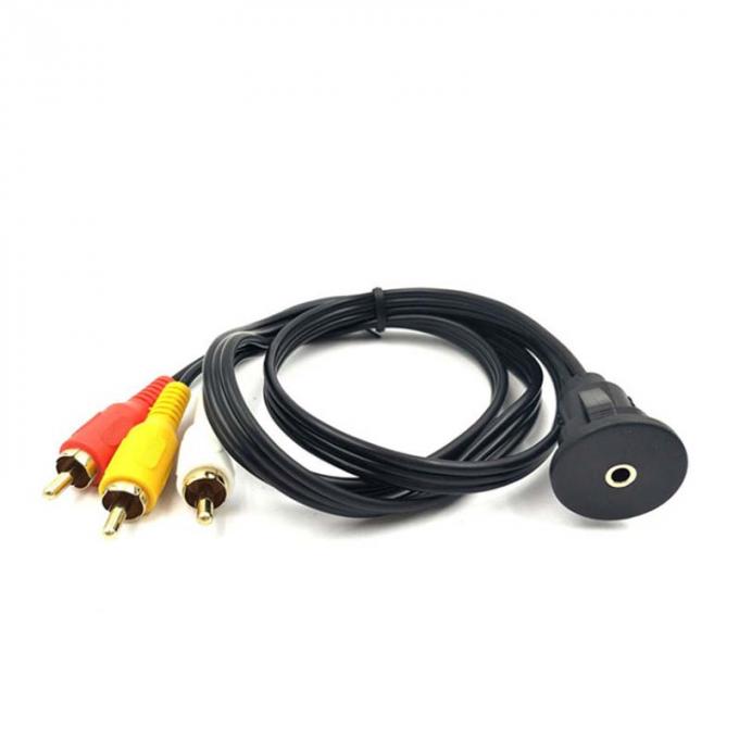 Custom DC 3.5 tot 3RCA waterdichte verlengkabel met flush-montage-paneel voor auto-truck-boot-motorfietscomputer 0