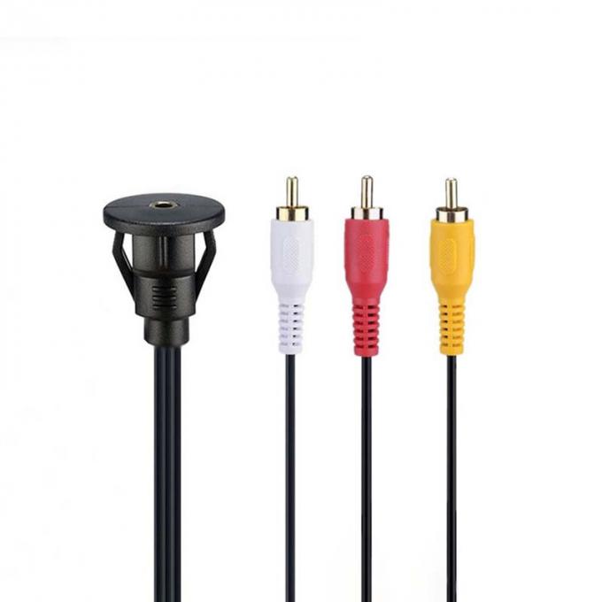 Custom DC 3.5 tot 3RCA waterdichte verlengkabel met flush-montage-paneel voor auto-truck-boot-motorfietscomputer 2