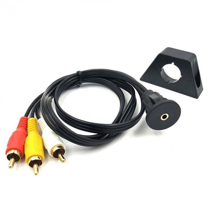 Custom DC 3.5 tot 3RCA waterdichte verlengkabel met flush-montage-paneel voor auto-truck-boot-motorfietscomputer 1