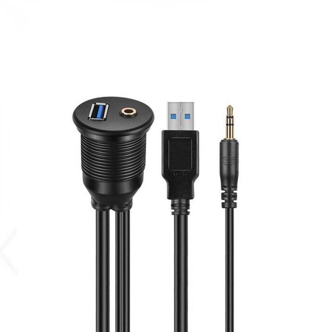 USB 3.0 AUX DC 3.5 Waterdichte verlengkabel van man tot vrouw met flush-montagepaneel voor auto-truck-boot-motorfietscomputer 1