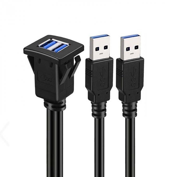 Vierkante Dual USB 3.0 2.0 Man tot Vrouw Waterdichte Uitbreidingskabel Met Flush Mount Panel Voor Auto Truck Boat Motorcycle Computer 0