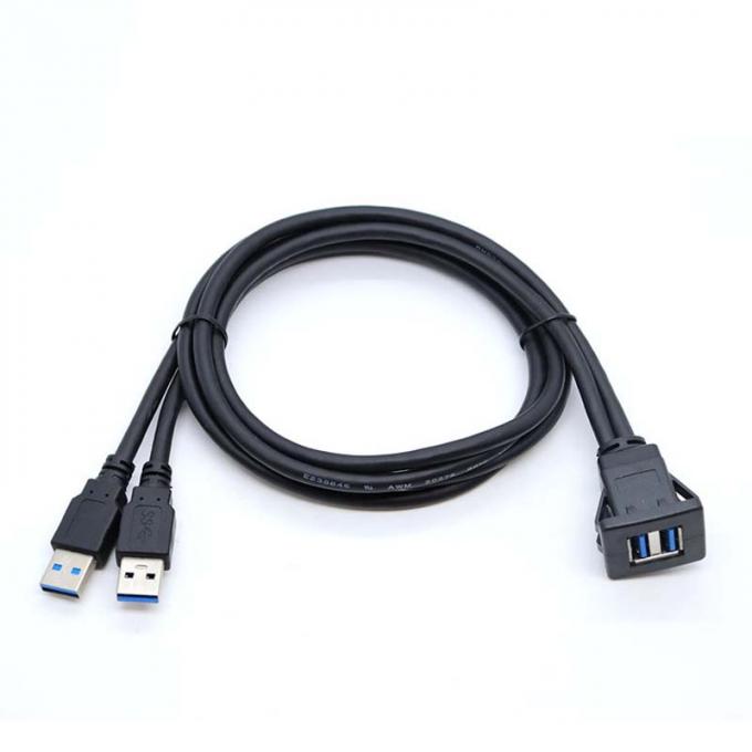 Vierkante Dual USB 3.0 2.0 Man tot Vrouw Waterdichte Uitbreidingskabel Met Flush Mount Panel Voor Auto Truck Boat Motorcycle Computer 1