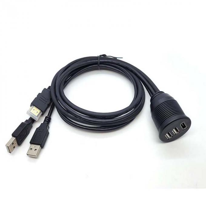 3 poorten USB 2.0 Man tot USB 2.0 Vrouwelijke Waterdichte Uitbreidingskabel Met Flush Mount Panel Voor Auto Truck Boot Motorfiets Computer 1