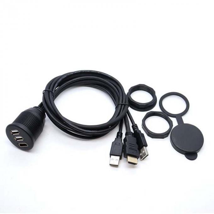 3 poorten USB 2.0 Man tot USB 2.0 Vrouwelijke Waterdichte Uitbreidingskabel Met Flush Mount Panel Voor Auto Truck Boot Motorfiets Computer 3