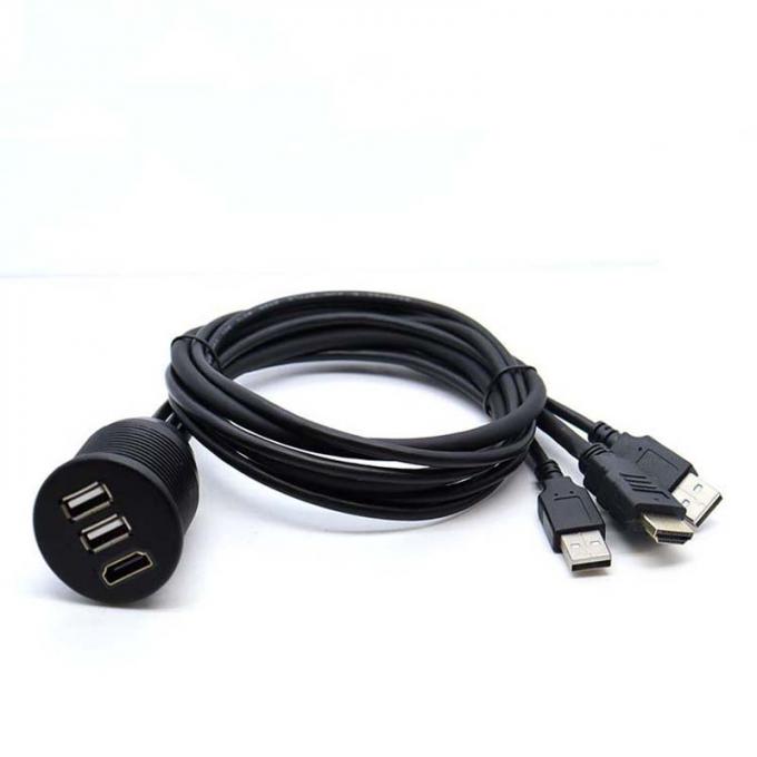 3 poorten USB 2.0 Man tot USB 2.0 Vrouwelijke Waterdichte Uitbreidingskabel Met Flush Mount Panel Voor Auto Truck Boot Motorfiets Computer 2