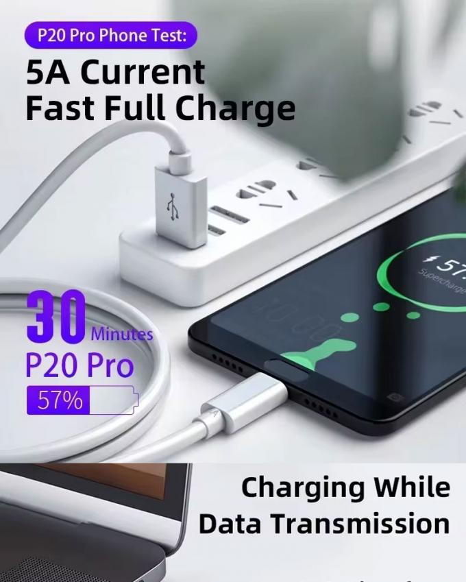 Hoogwaardige 1M 2M 5A snel opladen USB tot type C data-oplaadkabel voor Huawei Android Phone 2