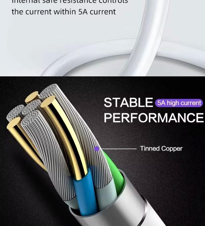 Hoogwaardige 1M 2M 5A snel opladen USB tot type C data-oplaadkabel voor Huawei Android Phone 4
